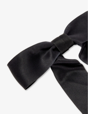 Shop Jennifer Behr Women's Black Virginia Bow Silk-satin Barrette Hair Clip