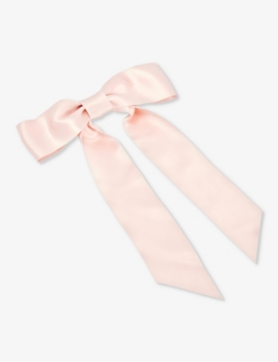 Jennifer Behr Womens Blush Virginia Bow Silk-satin Barrette Hair Clip In Pink