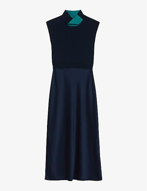 TED BAKER: Paolla twist-neck stretch-woven midi dress