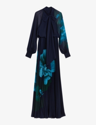 TED BAKER: Manami pussybow woven maxi dress
