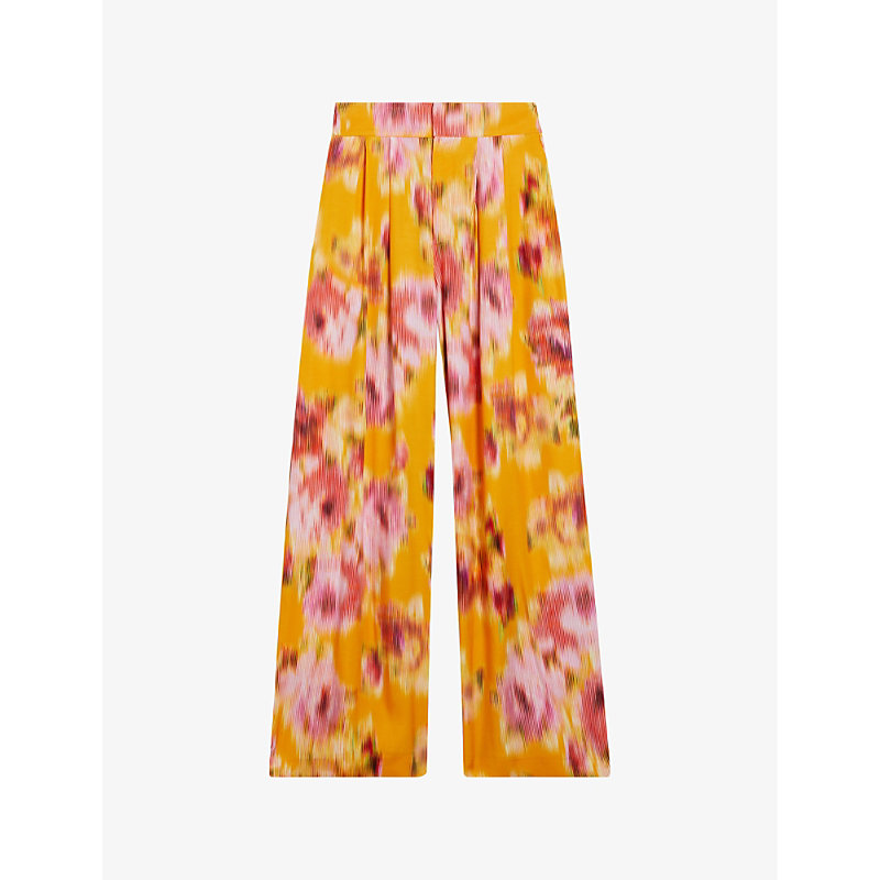 Shop Ted Baker Women's Orange Hitako Wide-leg High-rise Woven Trousers
