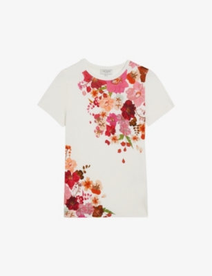 TED BAKER: Bellary pressed flower-print stretch-jersey T-shirt