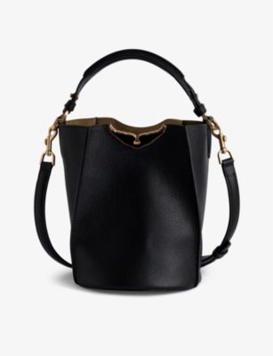 Zadig & Voltaire Womens Noir Borderline Leather Bucket Bag