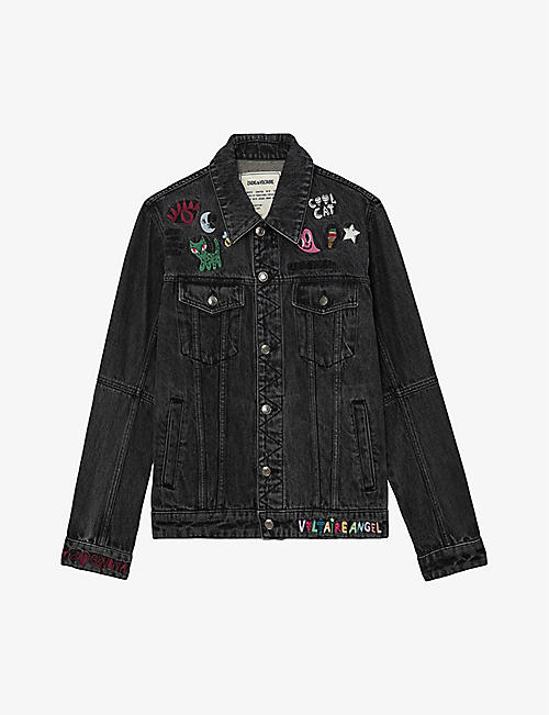 ZADIG&VOLTAIRE: Kasy motif-embroidered relaxed-fit denim jacket