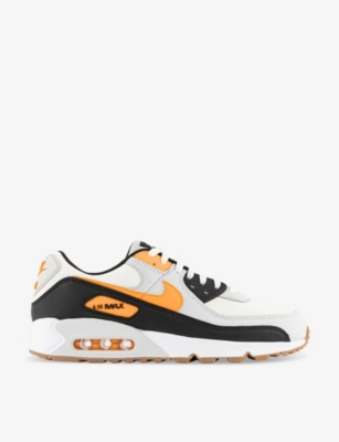 Shop Nike Mens White Laser Orange Photo Air Max 90 Padded-collar Mesh Low-top Trainers