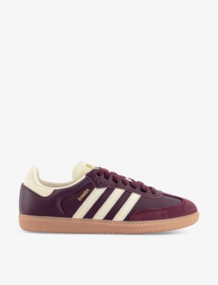 Adidas Originals Adidas Womens Maroon Cream White Gold Samba Og Logo-print Leather Low-top Trainers
