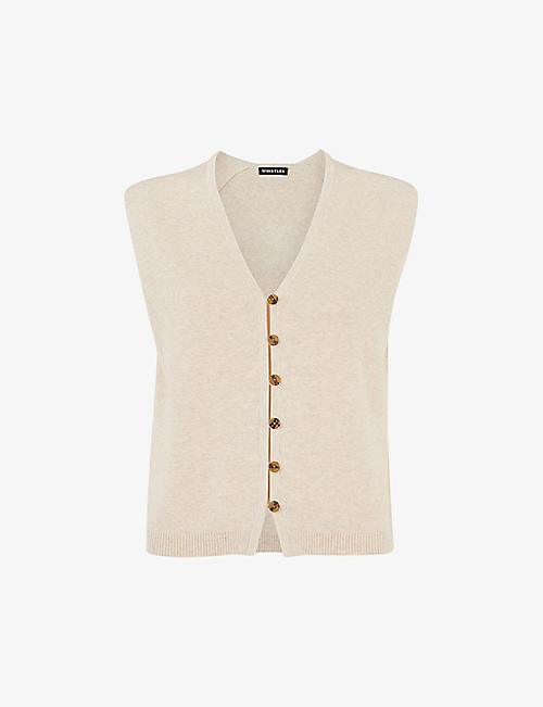WHISTLES: Bailey V-neck knitted tank top