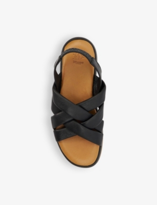Shop Dune Women's Black-leather Laters Cross-weave Leather Sandals