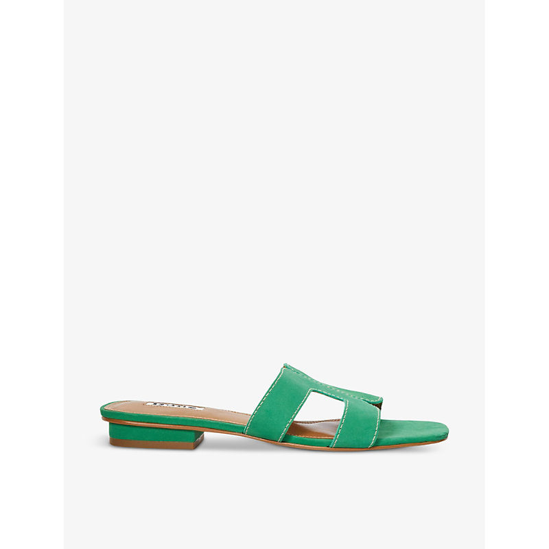 Shop Dune Women's Green-suede Loupe Cut-out Suede Sandals