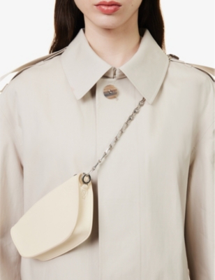 Shop Burberry Shield Micro Leather Cross-body Bag In Pearl
