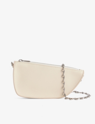 Burberry Micro Shield Leather Shoulder Bag In Pearl