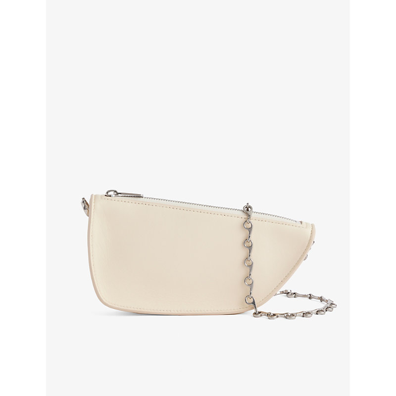 Burberry Micro Shield Leather Shoulder Bag In Pearl