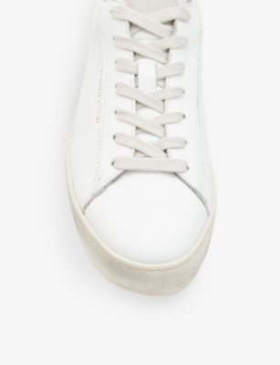 Allsaints Womens White Shana Logo-print Leather Low-top Trainers In White