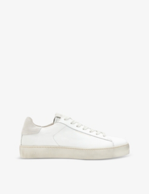 Allsaints Womens White Shana Logo-print Leather Low-top Trainers In White