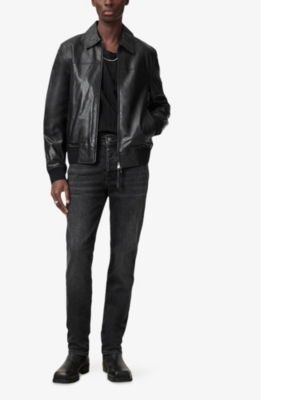 Allsaints Mens Washed Black Sid Skinny-leg Stretch-organic-cotton-blend Jeans
