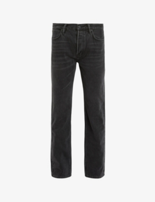 Shop Allsaints Mens Black Reid Straight-leg Organic-cotton Denim Jeans