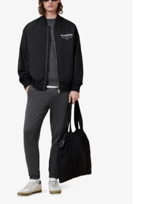 Shop Allsaints Mens Carter Grey Raven Logo-embroidered Regular-fit Organic-cotton Sweatshirt