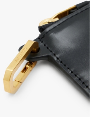 Allsaints Womens Black Remy Logo-debossed Square Leather Wallet In Black