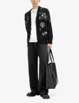 ALLSAINTS: Koto Gothic jacquard organic-cotton knitted cardigan