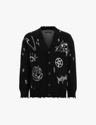 ALLSAINTS: Koto Gothic jacquard organic-cotton knitted cardigan