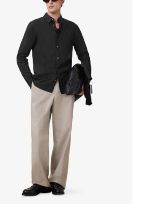 ALLSAINTS: Hawthorne Logo-Embroidered Slim-Fit Stretch Cotton Shirt