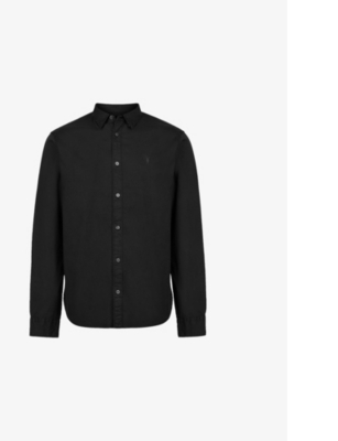 ALLSAINTS: Hawthorne Logo-Embroidered Slim-Fit Stretch Cotton Shirt