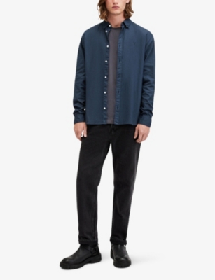 ALLSAINTS: Hawthorne logo-embroidered slim-fit stretch organic-cotton shirt