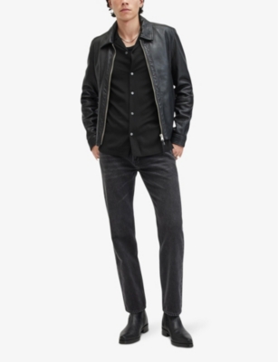Allsaints Forge Relaxed Fit Lightweight Shirt In Black