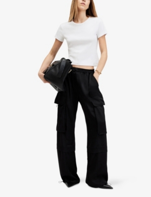 Allsaints Womens Optic White Round-neck Slim-fit Cotton-jersey T-shirt In Optic White