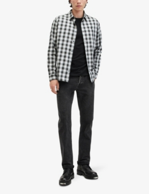 Shop Allsaints Mens Tonic Logo-embroidered Slim-fit Organic-cotton T-shirt Jet Black Xxl