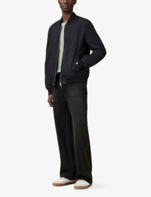 Shop Allsaints Mens Tonic Logo-embroidered Slim-fit Organic-cotton T-shirt Mineral Green Xs