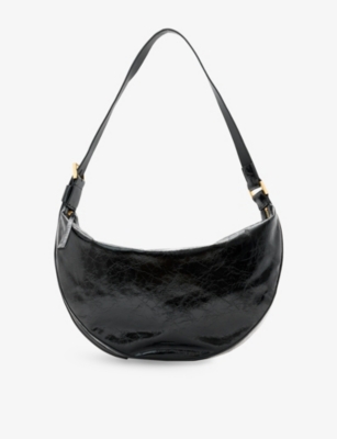 ALLSAINTS: Half Moon logo-embossed leather shoulder bag