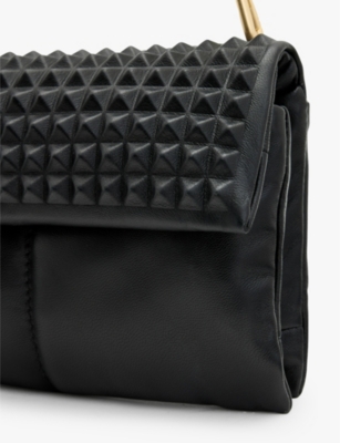 ALLSAINTS WOMENS BLACK EZRA STUD LEATHER CROSS-BODY BAG 