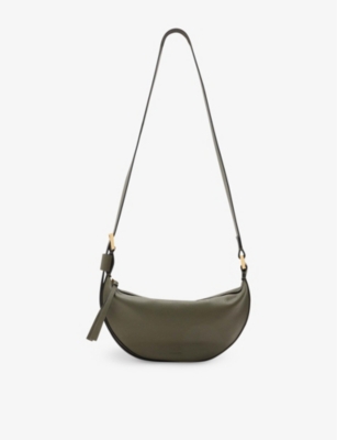 ALLSAINTS: Half Moon logo-embossed leather cross-body bag