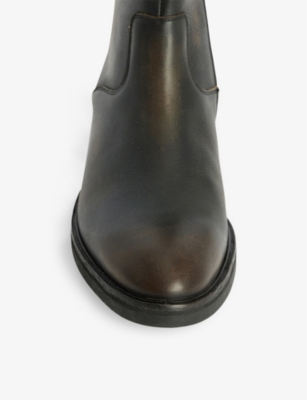 ALLSAINTS: Lang logo-embossed leather ankle boots