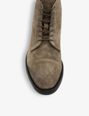 ALLSAINTS: Drago logo-embossed lace-up suede boots