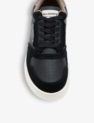 ALLSAINTS MENS BLACK/GREY REGAN PANELLED SUEDE AND LEATHER LOW-TOP TRAINERS EUR 44 / 10 UK 
