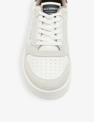 Shop Allsaints Mens Chalk White/bl Regan Panelled Suede And Leather Low-top Trainers Eur 46 / 12 Uk