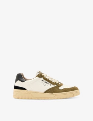 Allsaints Leather Regan Sneakers In White/green/bl