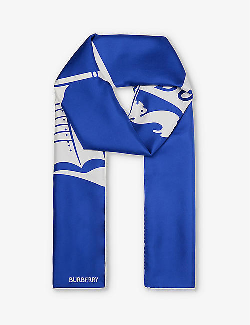 BURBERRY: Equestrian Knight Design graphic-print large silk scarf