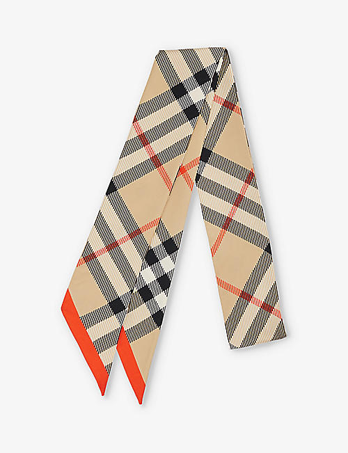 BURBERRY: Check-print silk scarf