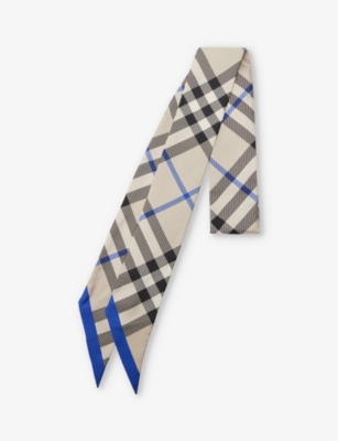 BURBERRY: Check-pattern silk scarf