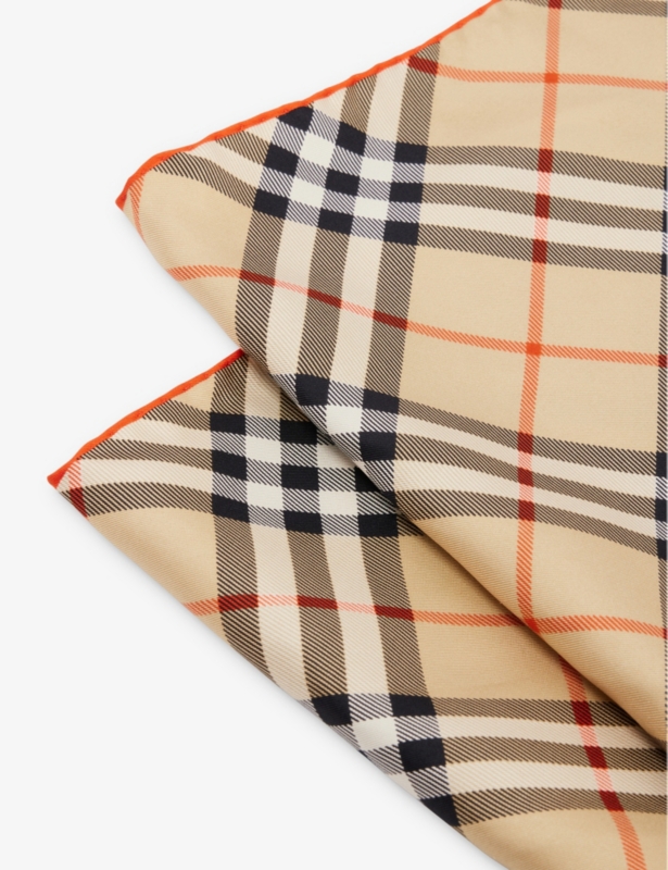 Check-print silk scarf