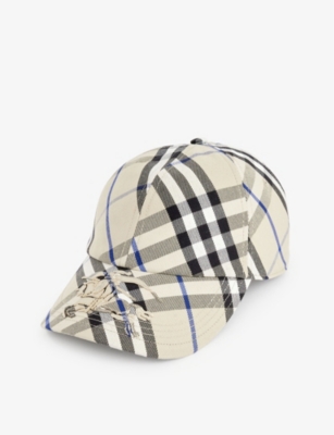 BURBERRY: Checked brand-embroidered cotton-blend cap
