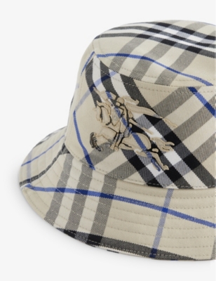 Shop Burberry Women's Lichen Check-pattern Cotton-blend Bucket Hat