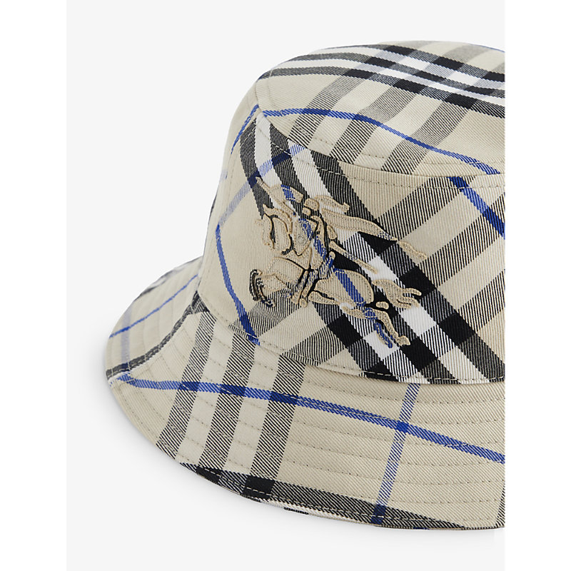 Shop Burberry Womens Lichen Check-pattern Cotton-blend Bucket Hat