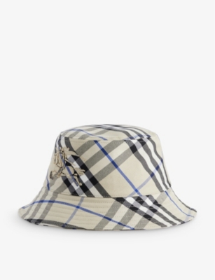 BURBERRY: Check-pattern cotton-blend bucket hat