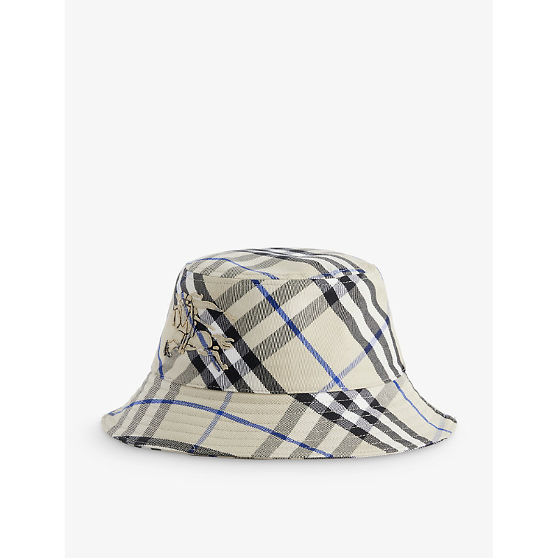Shop Burberry Womens Lichen Check-pattern Cotton-blend Bucket Hat