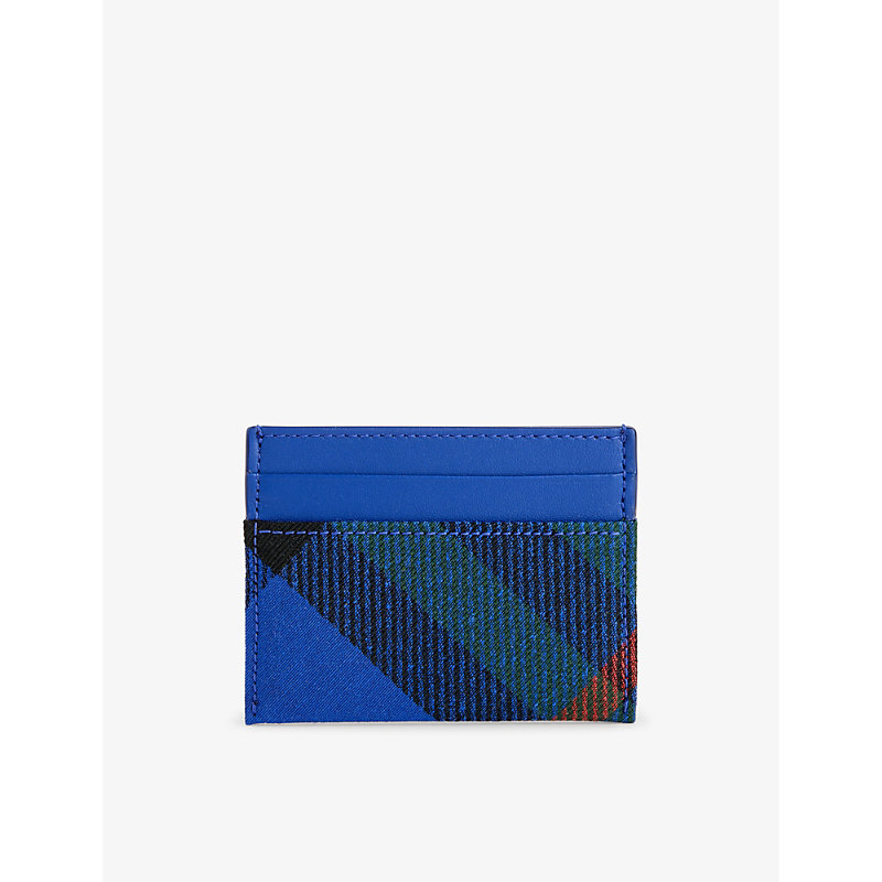 Shop Burberry Knight Check-pattern Woven Card Holder