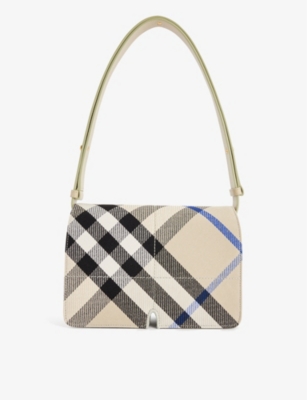 BURBERRY: Snip checked jacquard shoulder bag